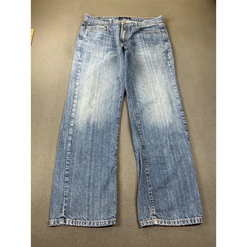Tommy Hilfiger Jeans Mens 36x32 Light Wash Blue Relaxed Straight Denim TM 2034